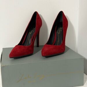 Lola Cruz Elegant Red Suede Heels